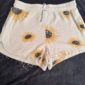 Altar'd State Cream Sunflower Print Pajama Shorts